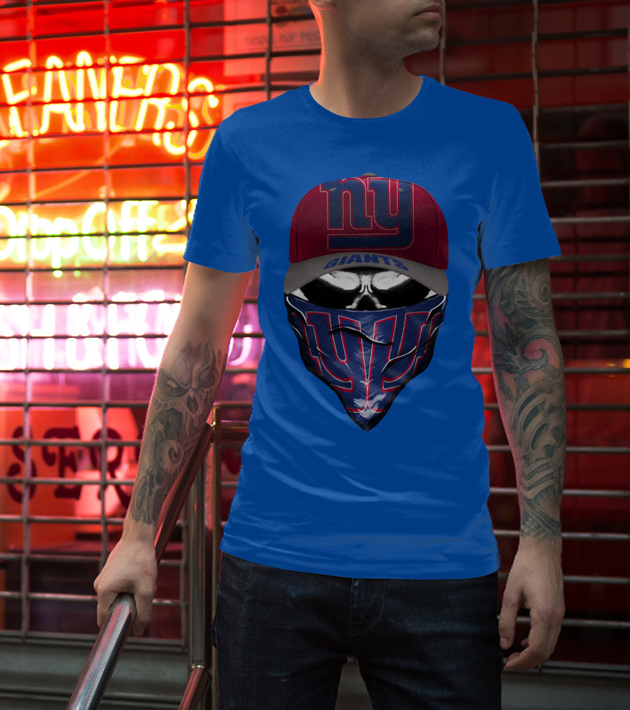 Ny Giants Cap And Bandana Design With Team T-Shirt