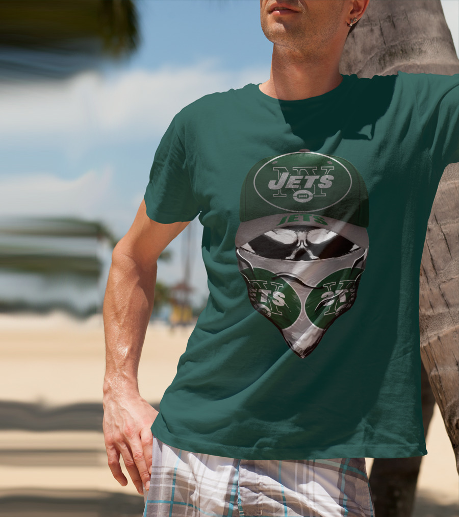 New York Jets Football Fan Mask And Cap Set T-Shirt
