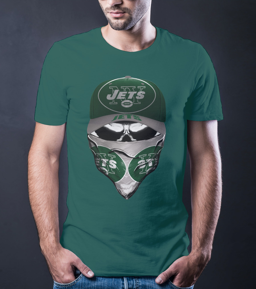 New York Jets Football Fan Mask And Cap Set T-Shirt