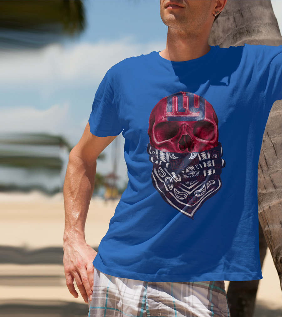 Newyork Giants Skull With Bandana And Team T-Shirt