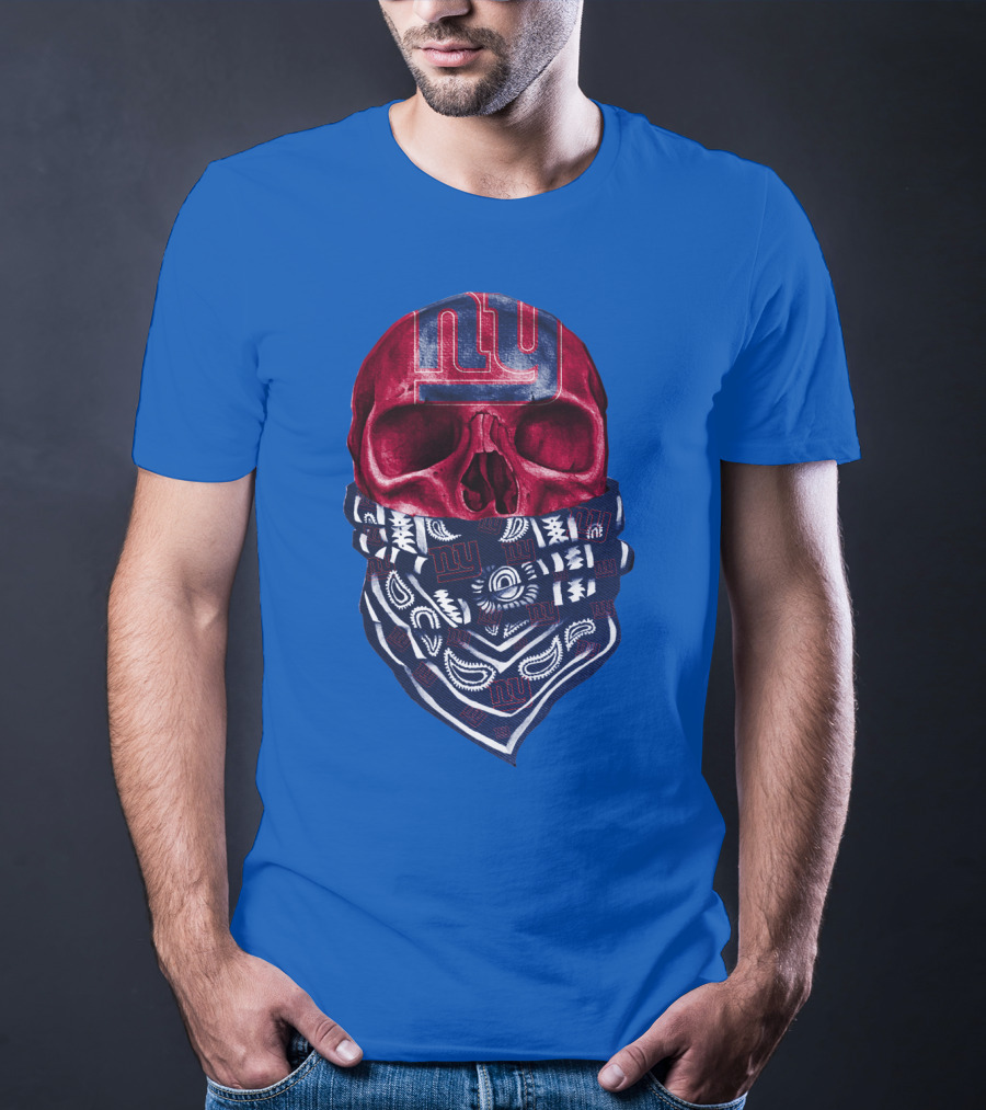 Newyork Giants Skull With Bandana And Team T-Shirt