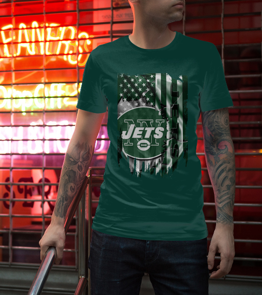 New York Jets American Flag Football T-Shirt