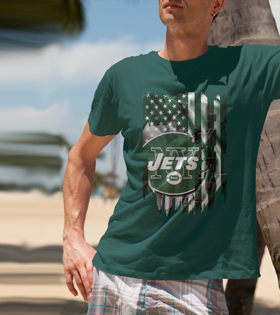 New York Jets American Flag Football T-Shirt