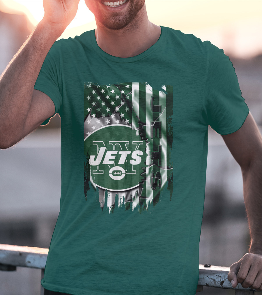 New York Jets American Flag Football T-Shirt