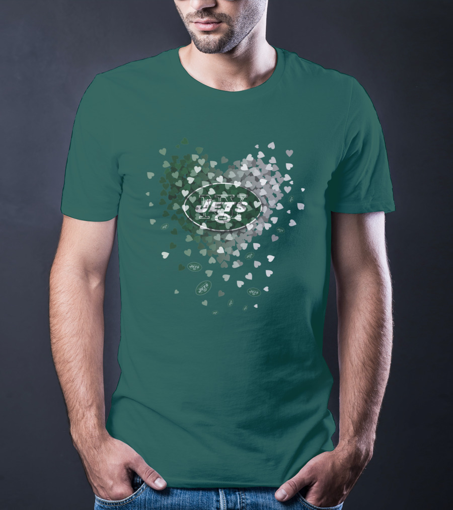 New York Jets Heart Logo With Green White Heart T-Shirt