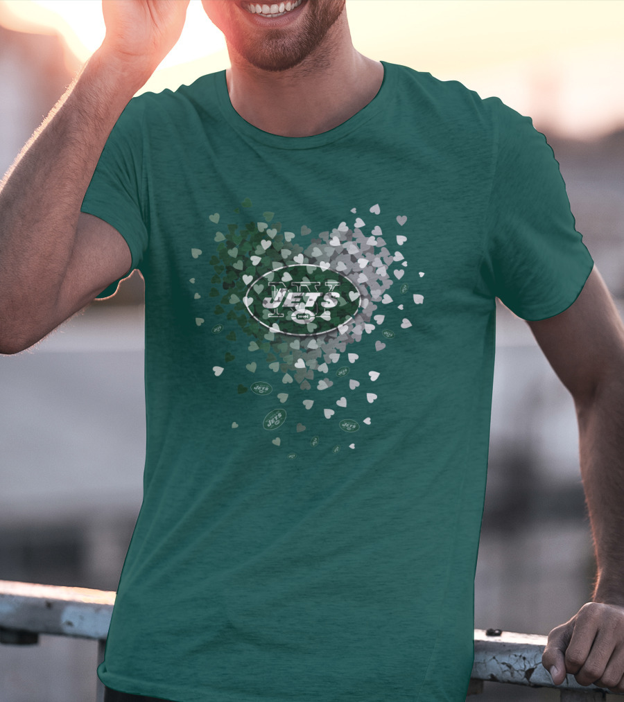 New York Jets Heart Logo With Green White Heart T-Shirt