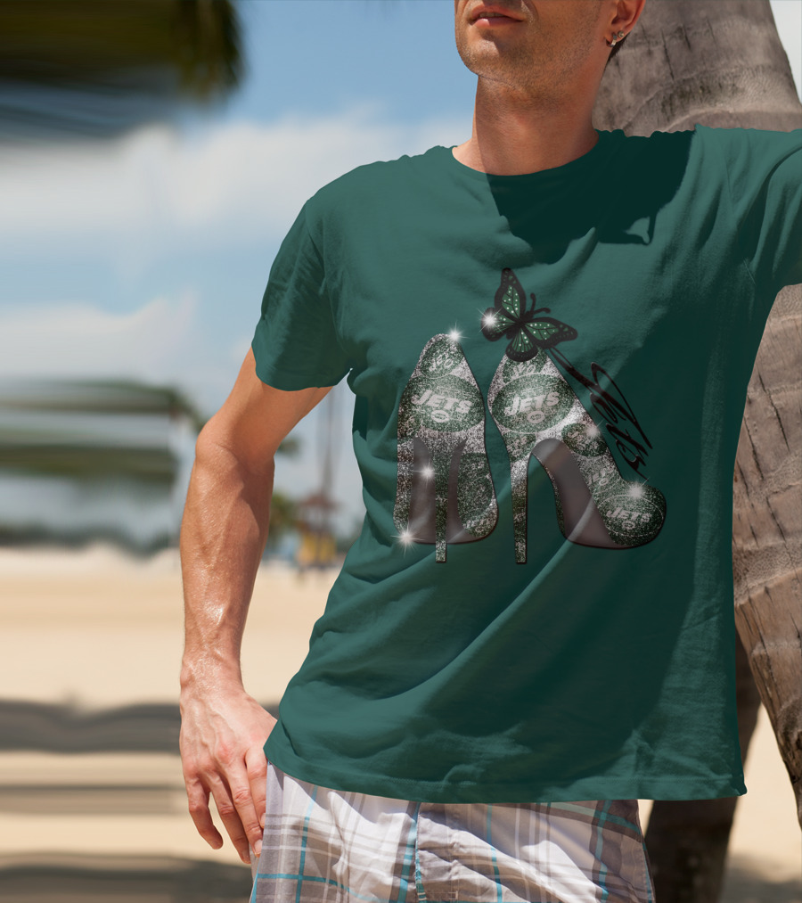 Jets Football High Heels With Butterfly T-Shirt