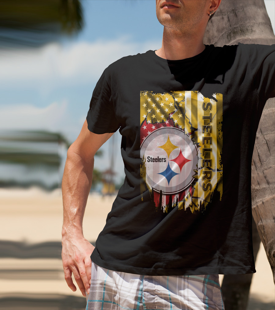 Pittsburgh Steelers Team Colors And Iconic Logomania T-Shirt