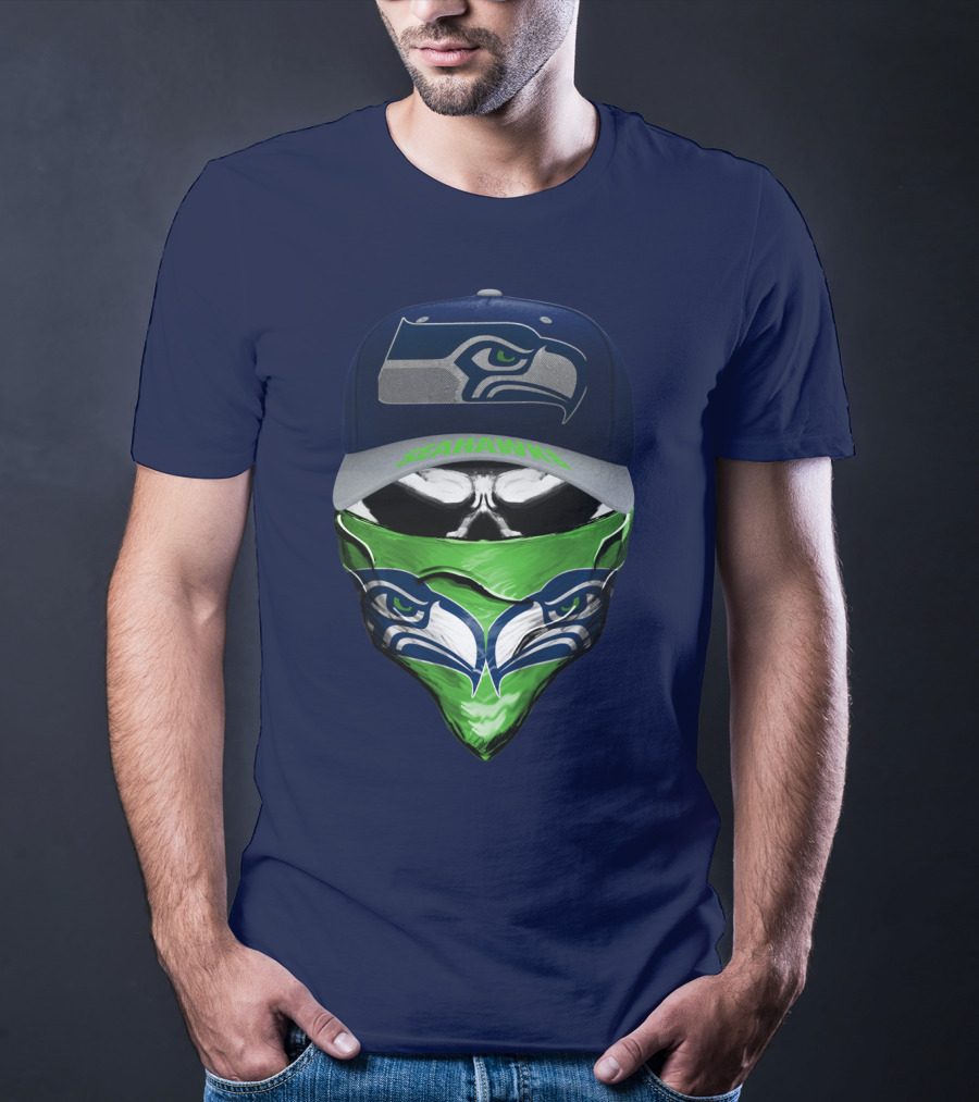 Seattle Seahawks Logo Hat And Bandana T-Shirt