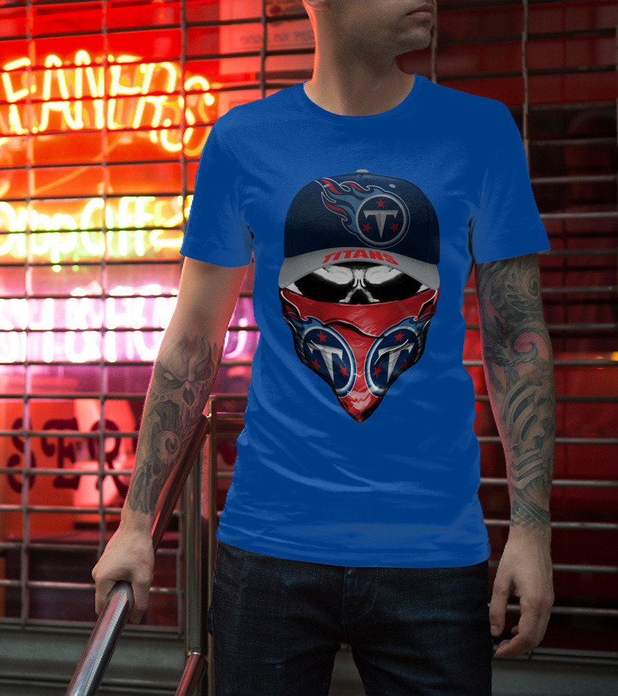 Tennessee Titans Logo Bandana And Cap Combination T-Shirt