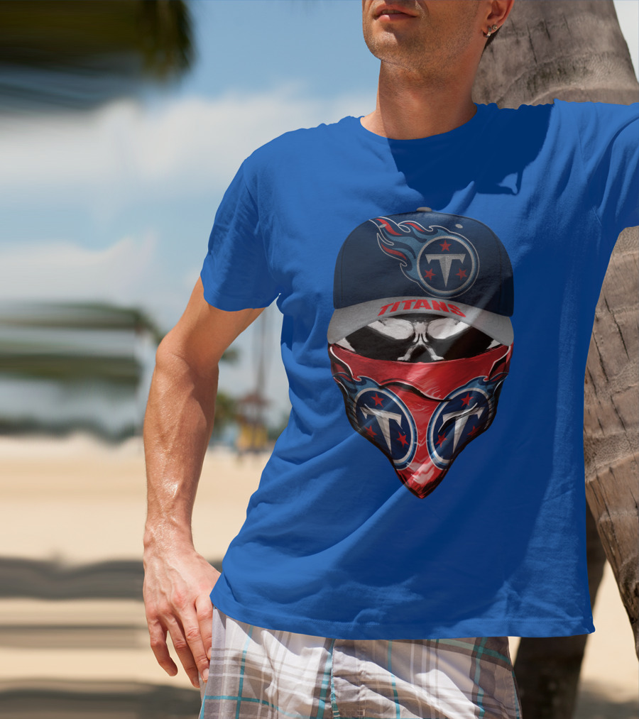 Tennessee Titans Logo Bandana And Cap Combination T-Shirt
