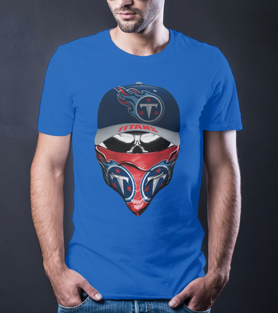 Tennessee Titans Logo Bandana And Cap Combination T-Shirt