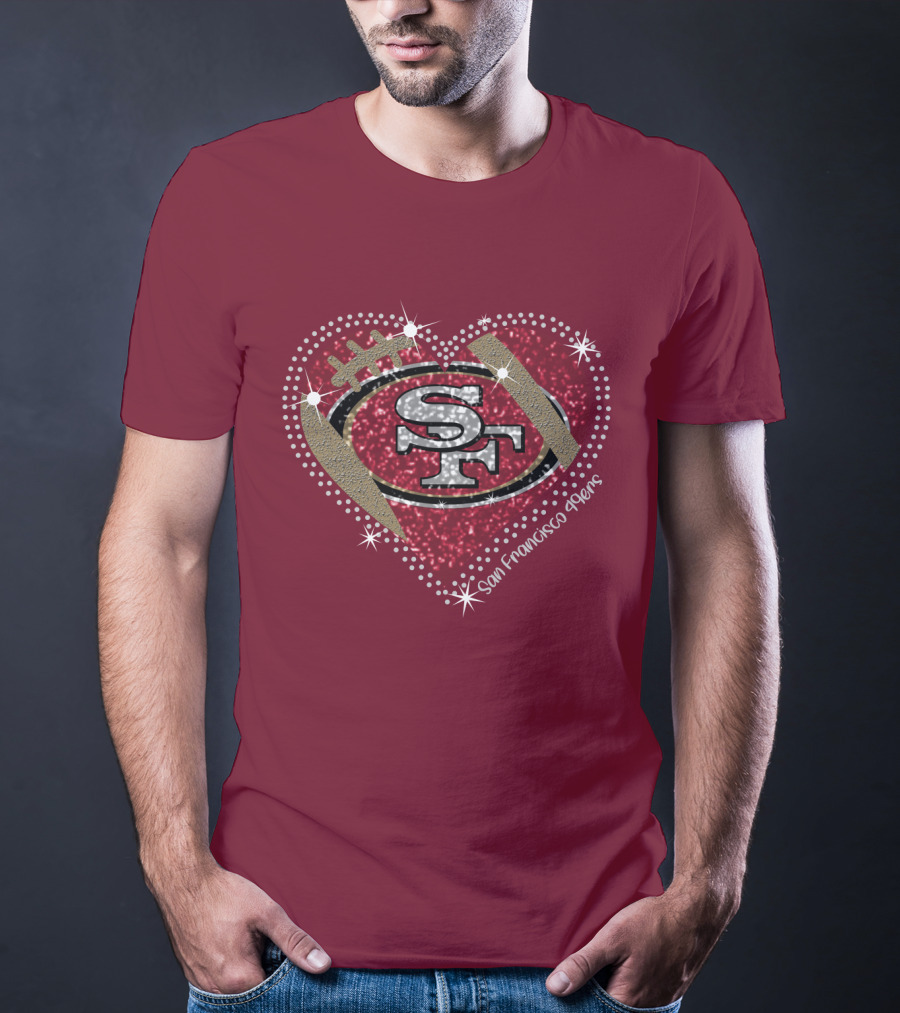 San Francisco 49ers Heart Sparkle Motif T-Shirt