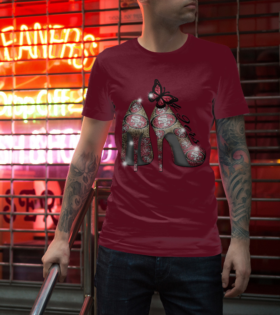 San Francisco 49ers High Heels Butterfly Sparkle T-Shirt