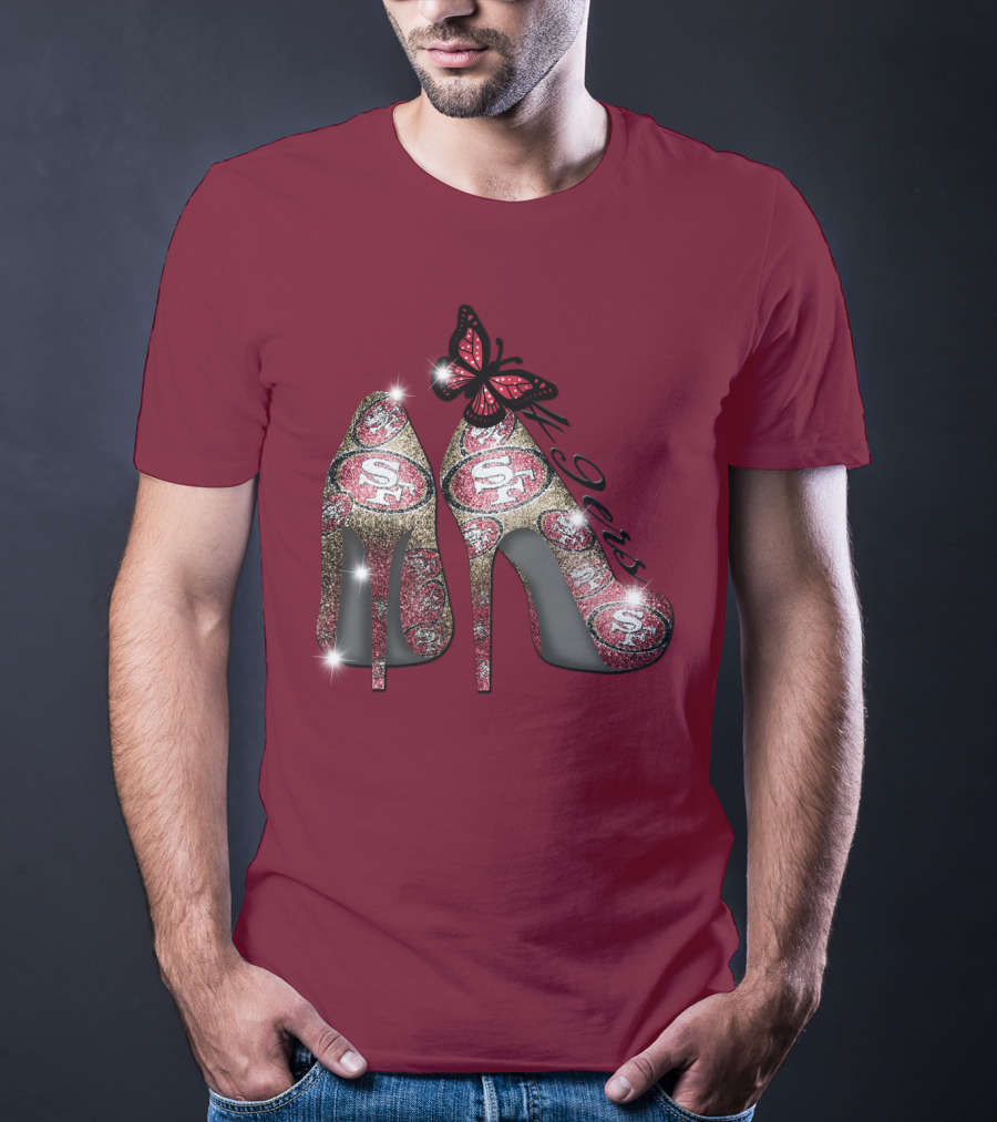 San Francisco 49ers High Heels Butterfly Sparkle T-Shirt