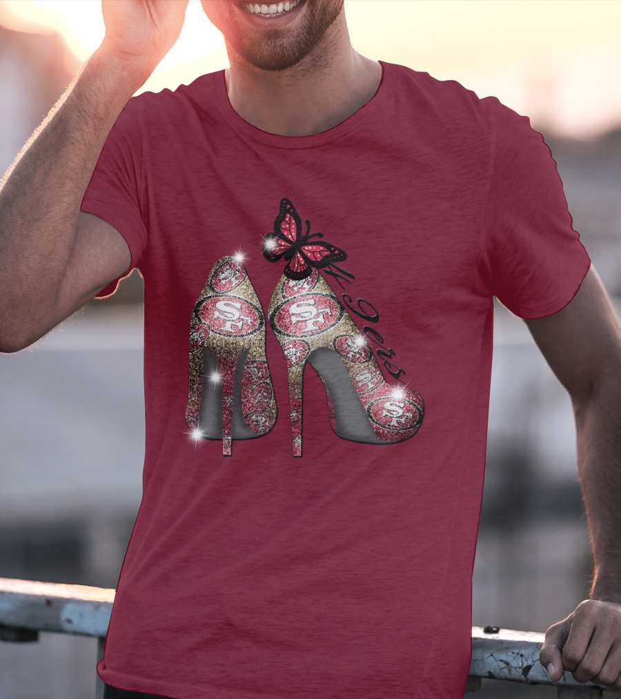 San Francisco 49ers High Heels Butterfly Sparkle T-Shirt