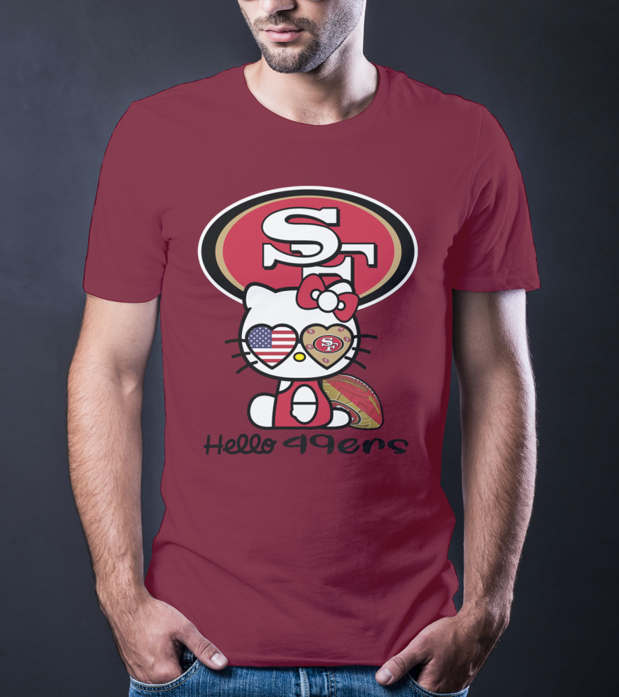 Hello 49ers San Francisco 49ers Football Fan Heart Kitty T-Shirt