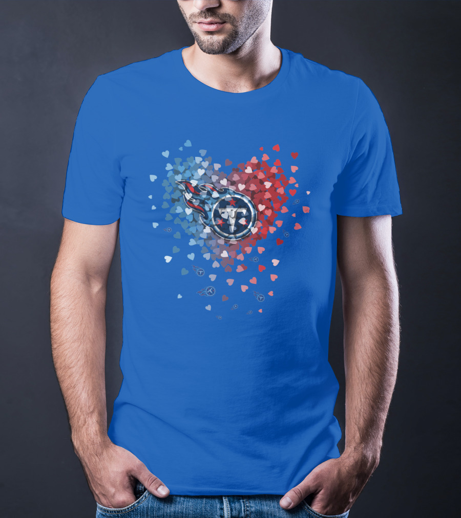 Tennessee Titans Heart Logo Red And Blue Hearts T-Shirt