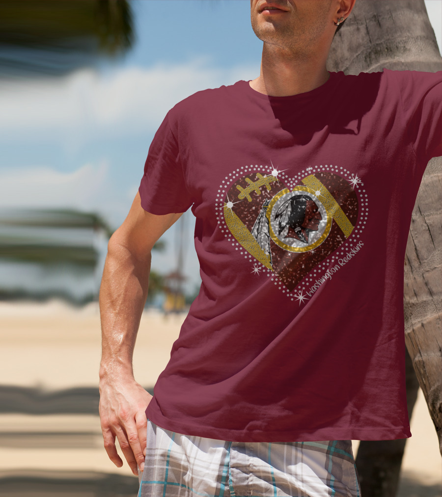 Washington Redskins Heart Football T-Shirt