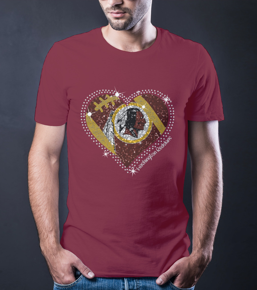 Washington Redskins Heart Football T-Shirt