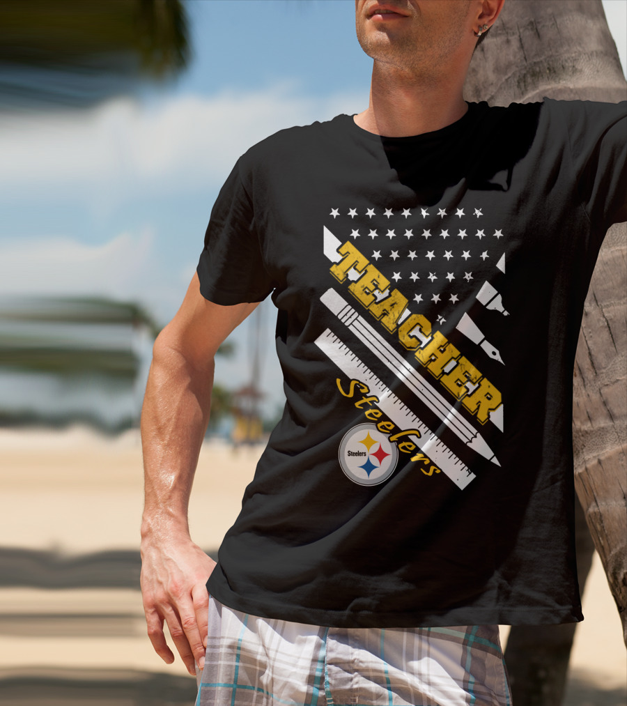 Pittsburgh Steelers Teacher Stars And Supplies T-Shirt