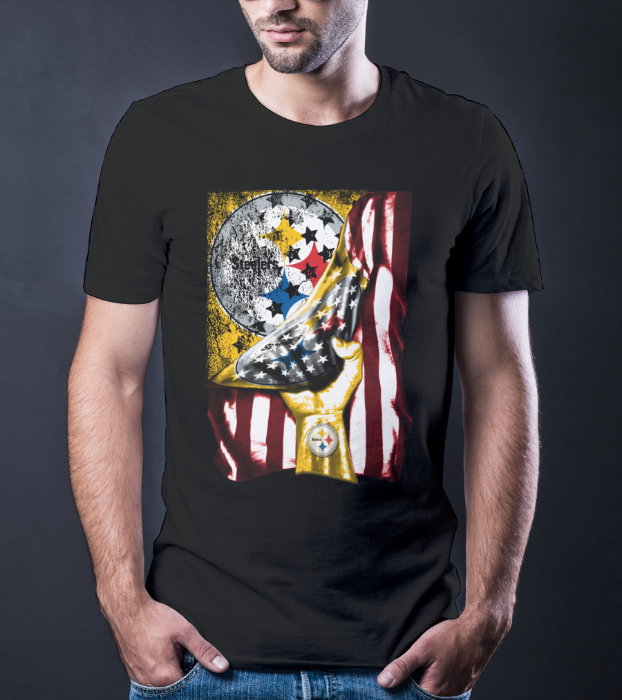Pittsburgh Steelers American Flag Trophy T-Shirt