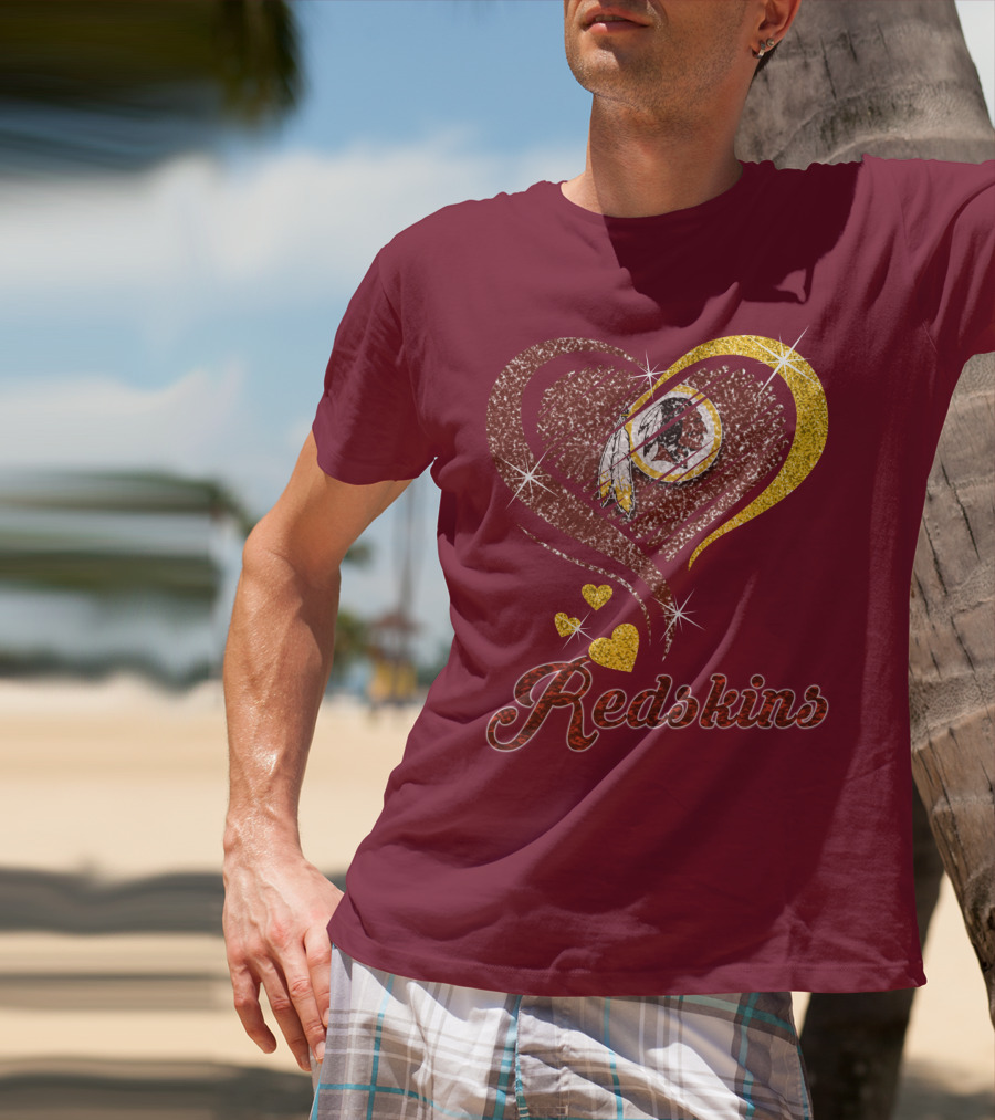 Redskins Heart Gold Football Team T-Shirt