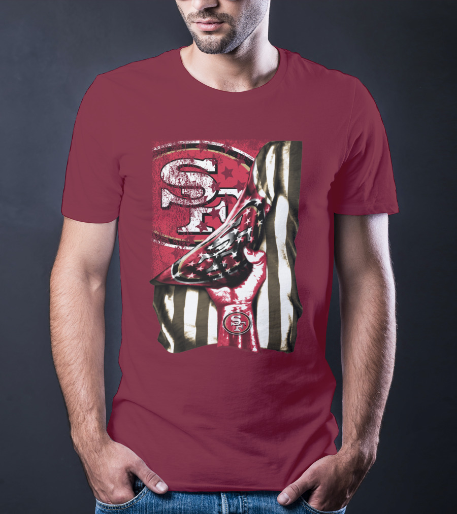 San Francisco 49ers Sf Hand Flag Stars Stripes T-Shirt