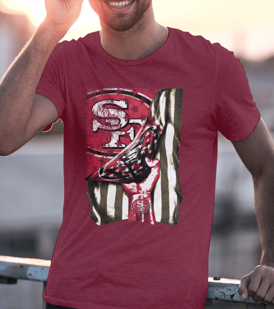 San Francisco 49ers Sf Hand Flag Stars Stripes T-Shirt