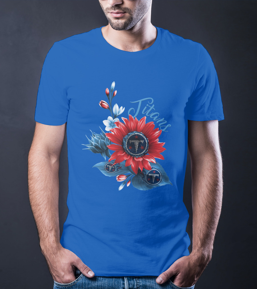 Tennessee Titans Floral Design With Logo Elements T-Shirt
