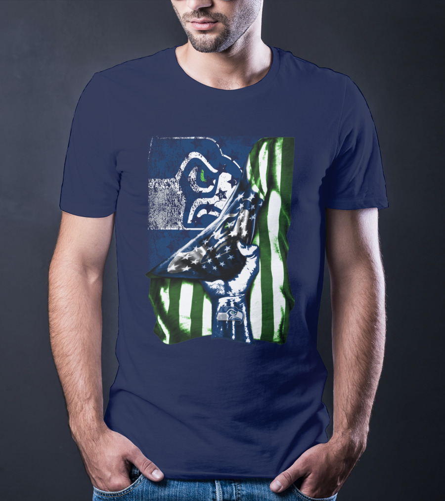 Seattle Seahawks American Flag Fist T-Shirt