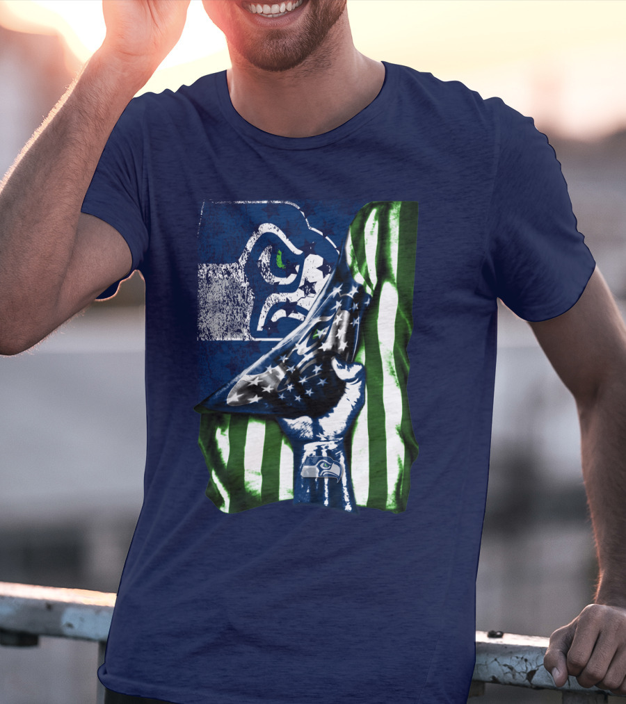 Seattle Seahawks American Flag Fist T-Shirt