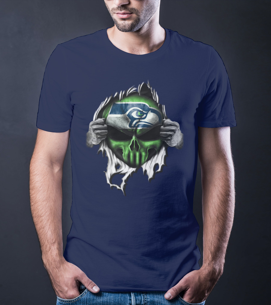Seattle Seahawks Skull Ripping T-Shirt