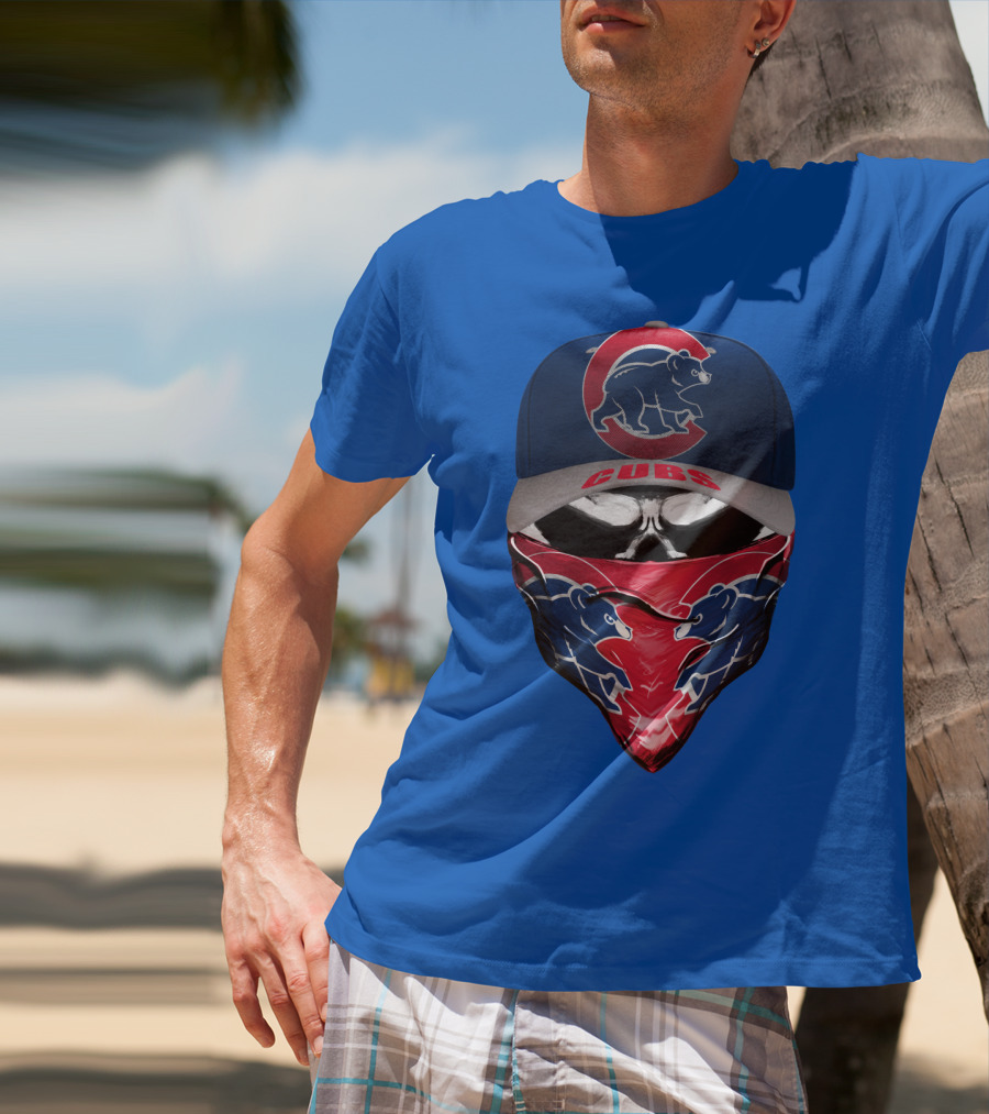 Chicago Cubs Bear Logo Cap And Bandana Combo T-Shirt