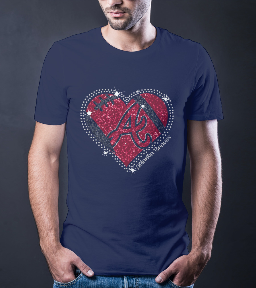 Atlanta Braves Heart With Sparkling Baseball T-Shirt
