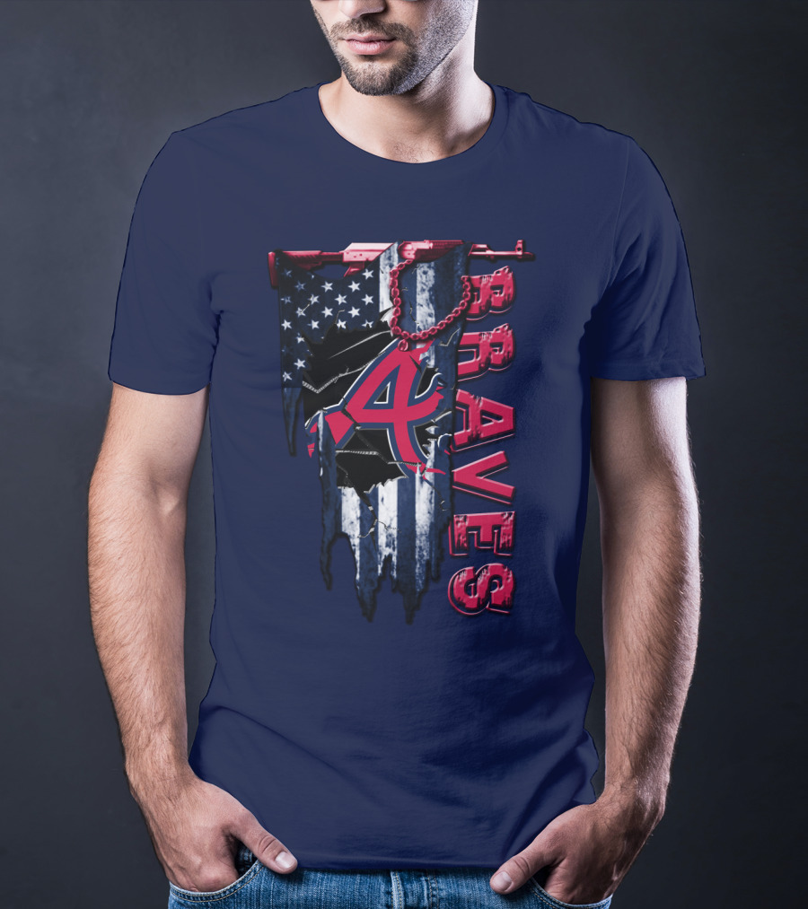 Atlanta Braves Patriotic Logo American Flag T-Shirt
