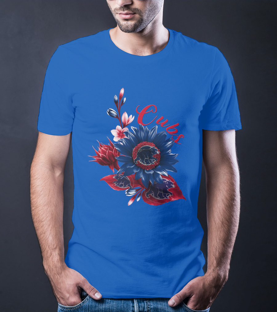 Cubs Blue And Red Floral T-Shirt