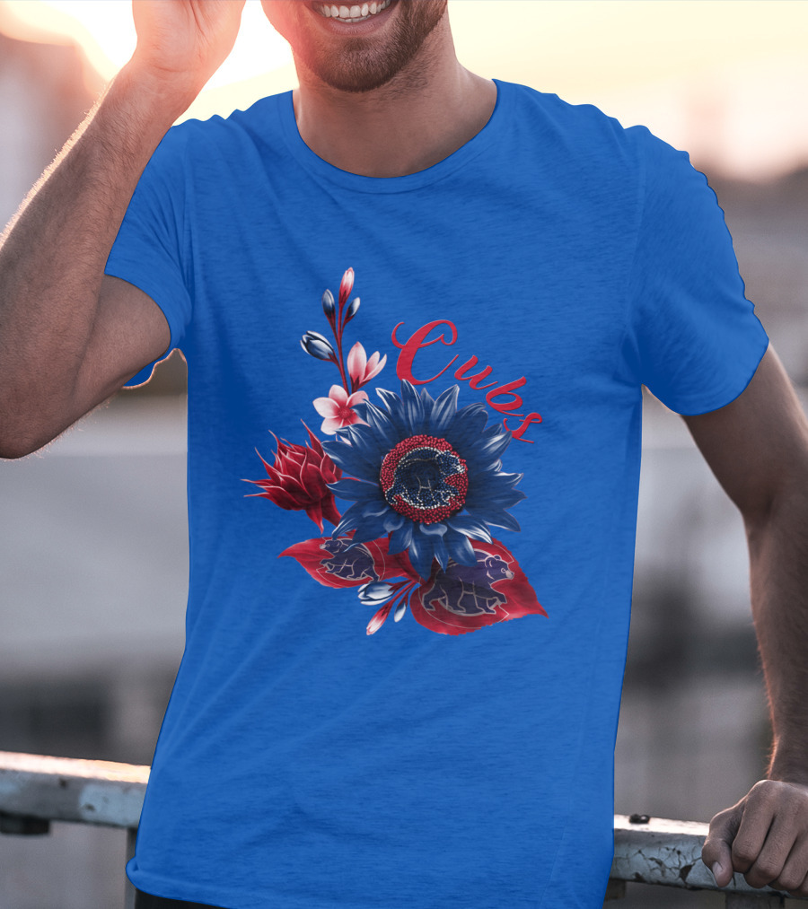 Cubs Blue And Red Floral T-Shirt