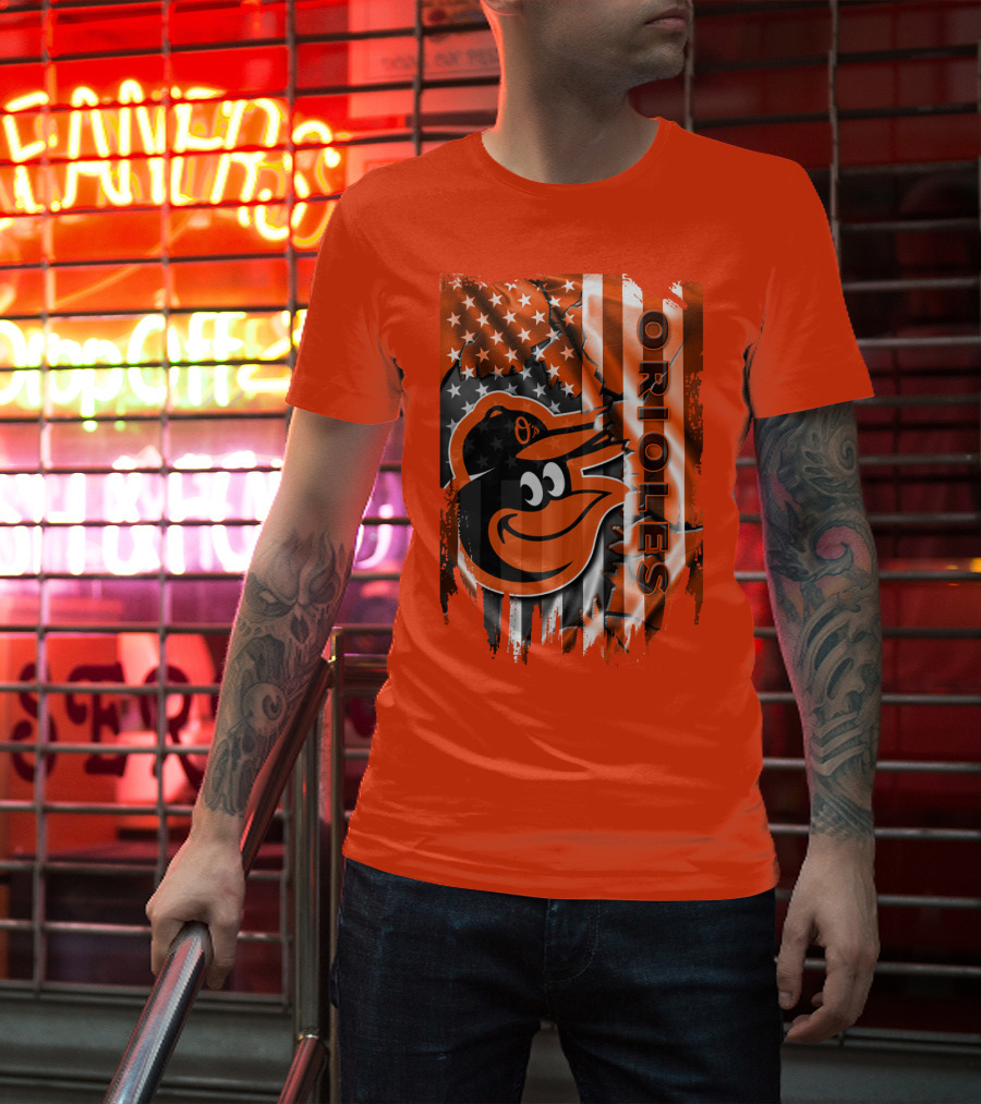 Baltimore Orioles American Flag Bird T-Shirt