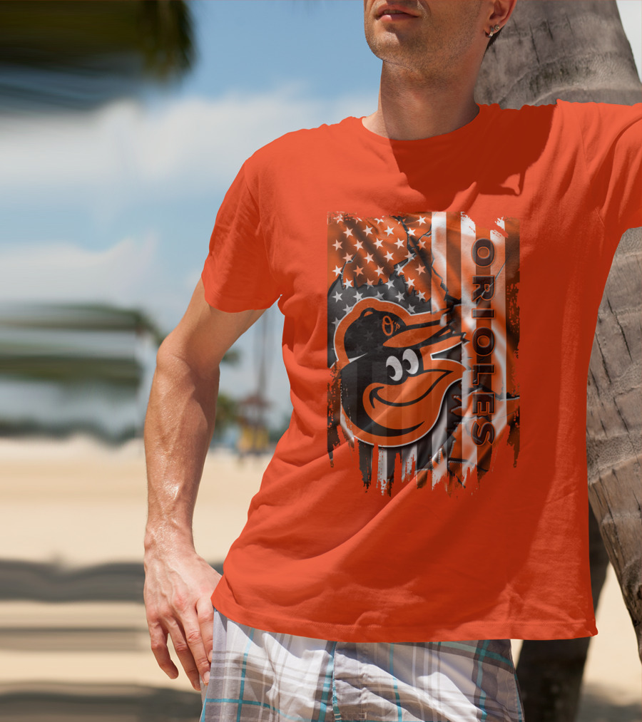 Baltimore Orioles American Flag Bird T-Shirt