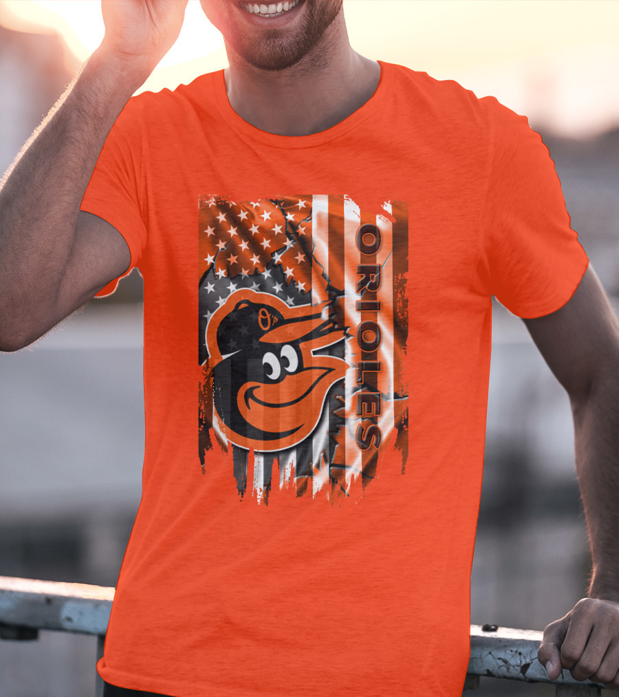 Baltimore Orioles American Flag Bird T-Shirt