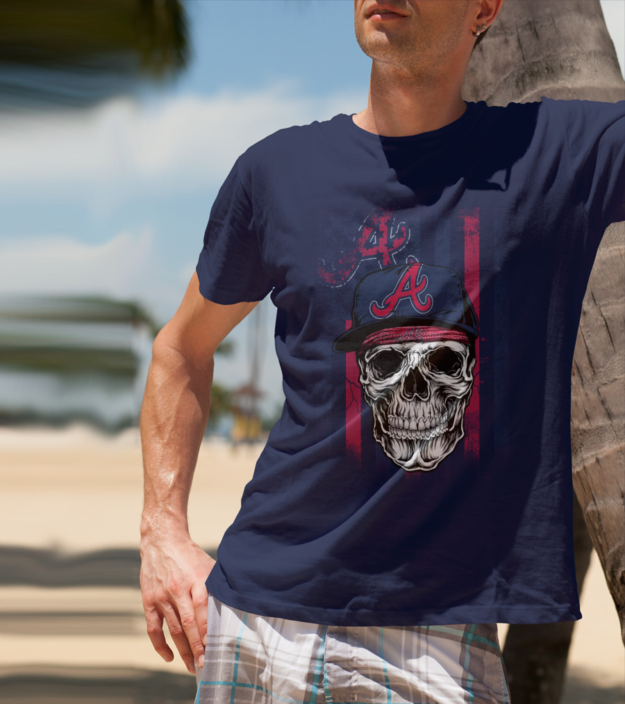 Atlanta Braves Skull With Cap And Team T-Shirt