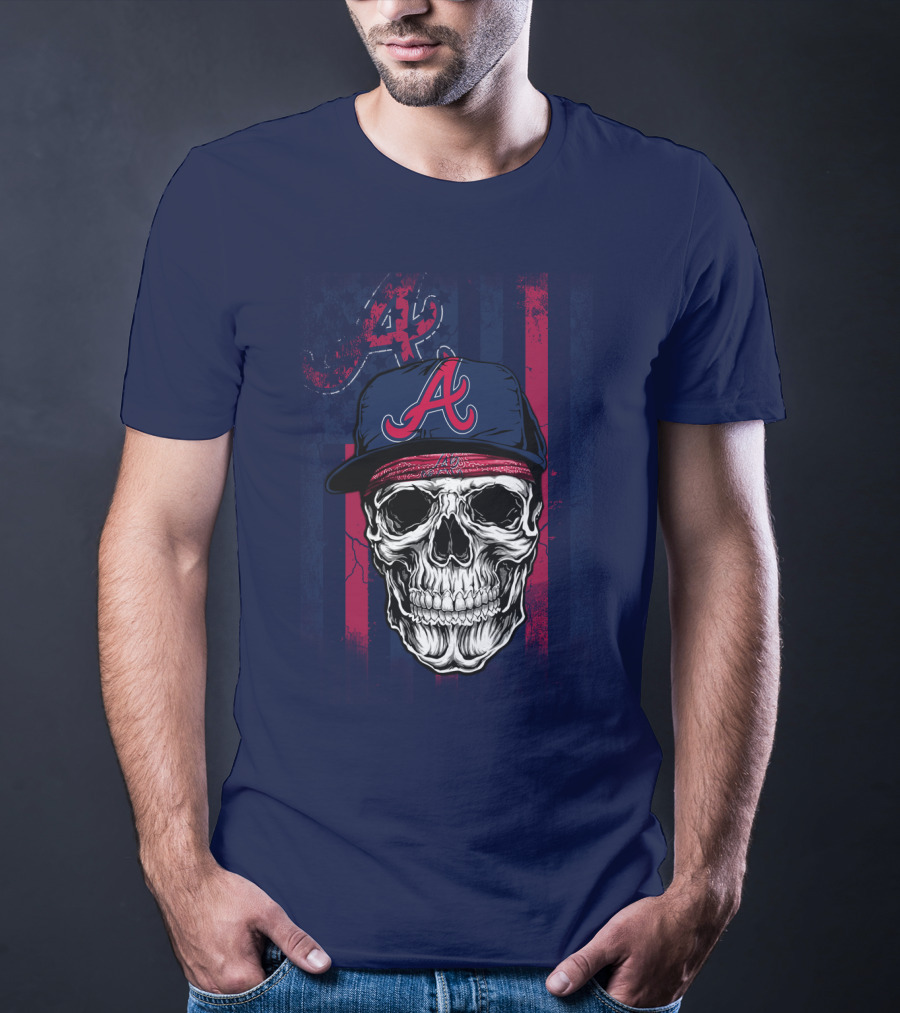Atlanta Braves Skull With Cap And Team T-Shirt
