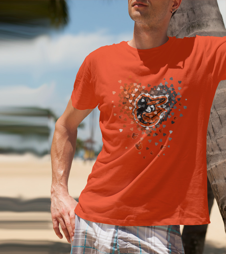 Baltimore Orioles Heart Pattern With Team T-Shirt