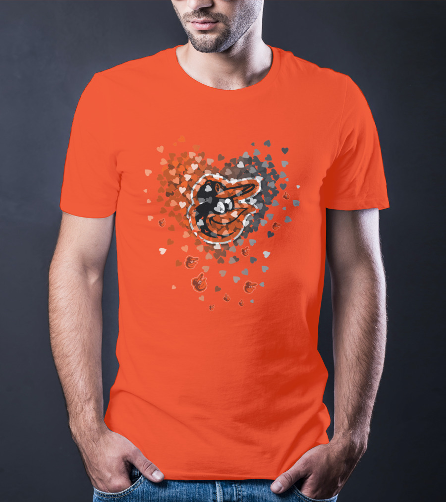 Baltimore Orioles Heart Pattern With Team T-Shirt