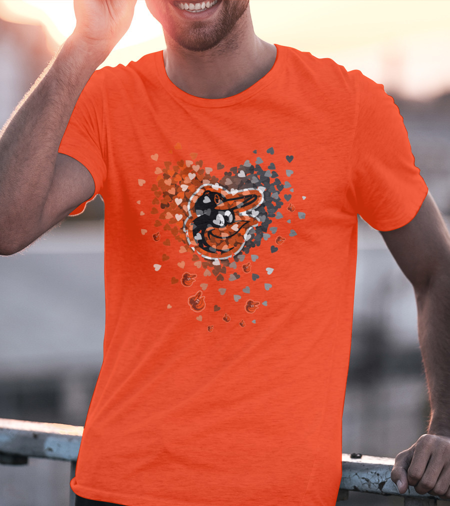 Baltimore Orioles Heart Pattern With Team T-Shirt