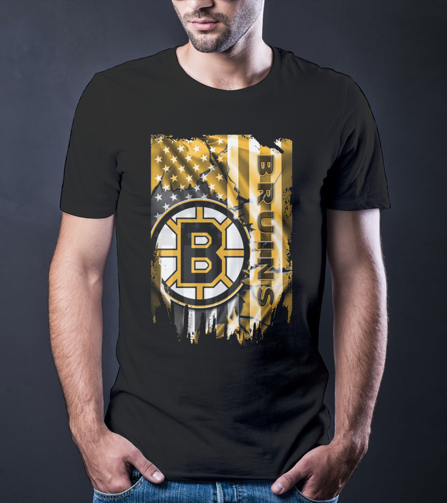 Boston Bruins American Flag Logo Stars And Stripes T-Shirt