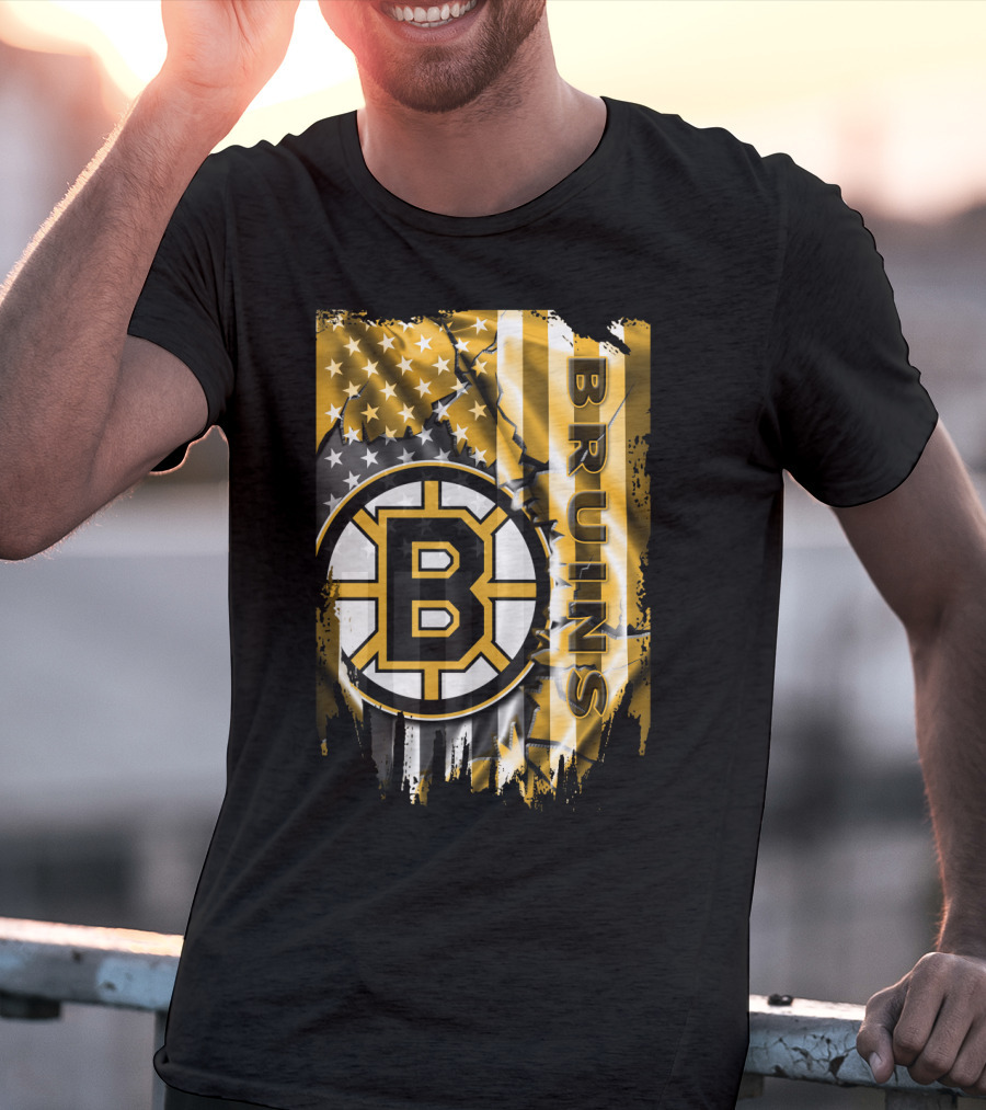 Boston Bruins American Flag Logo Stars And Stripes T-Shirt