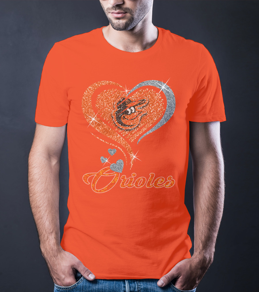 Orioles Heart Sparkle Design Baltimore Orioles T-Shirt