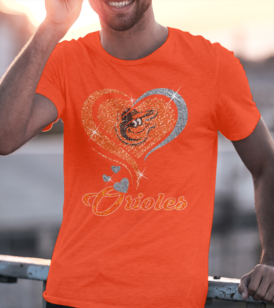 Orioles Heart Sparkle Design Baltimore Orioles T-Shirt
